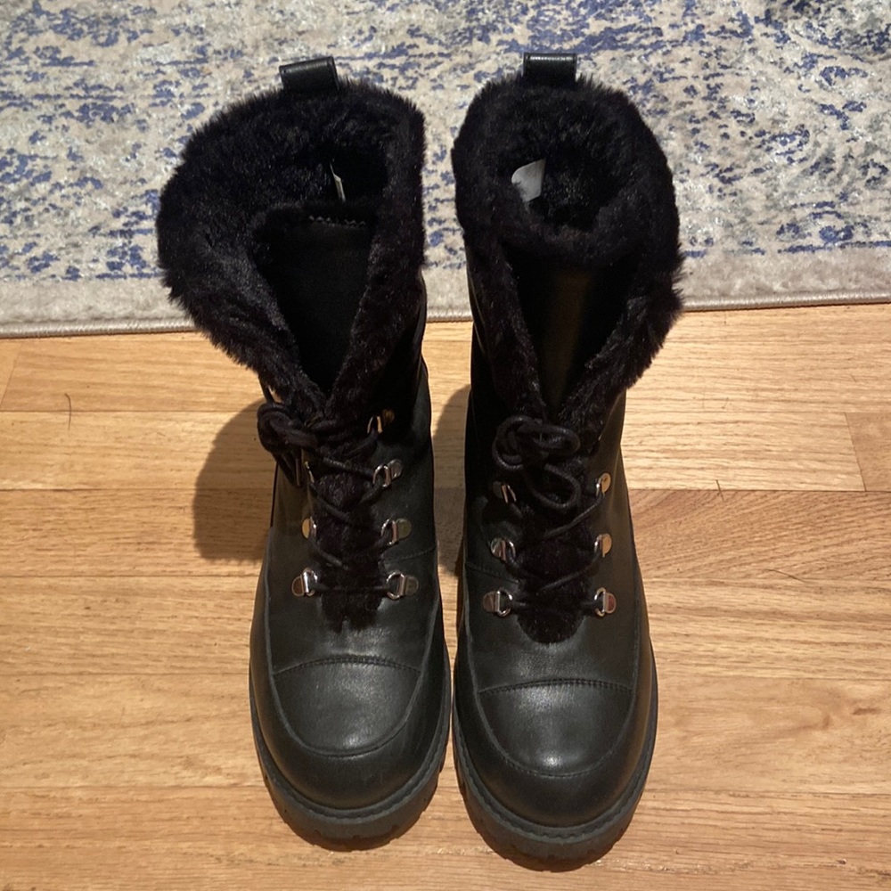 Stuart Weitzman Black Boots with Fur